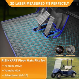 Golf Cart for Yamaha G29/Drive Floor Mat, Upgraded Non-Slip Full Coverage Liner Mat Fit to Yamaha Drive (Gen1), G29, YDR, Adventurer (2007-2016) Models,Thick 1/3'' Heavy Duty Natural Rubber Mats Blue