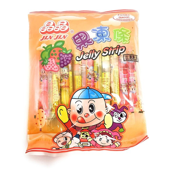 Jin Jin - Jelly Strip (Jelly Filled Straws in Assorted Flavors) - Net Wt. 14.7 Oz. - SET OF 2