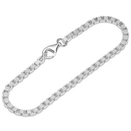 NKlaus 12492 Men's Bracelet 925 Sterling Silver 20 cm Venetian Chain Diamond-Coated, Sterling Silver