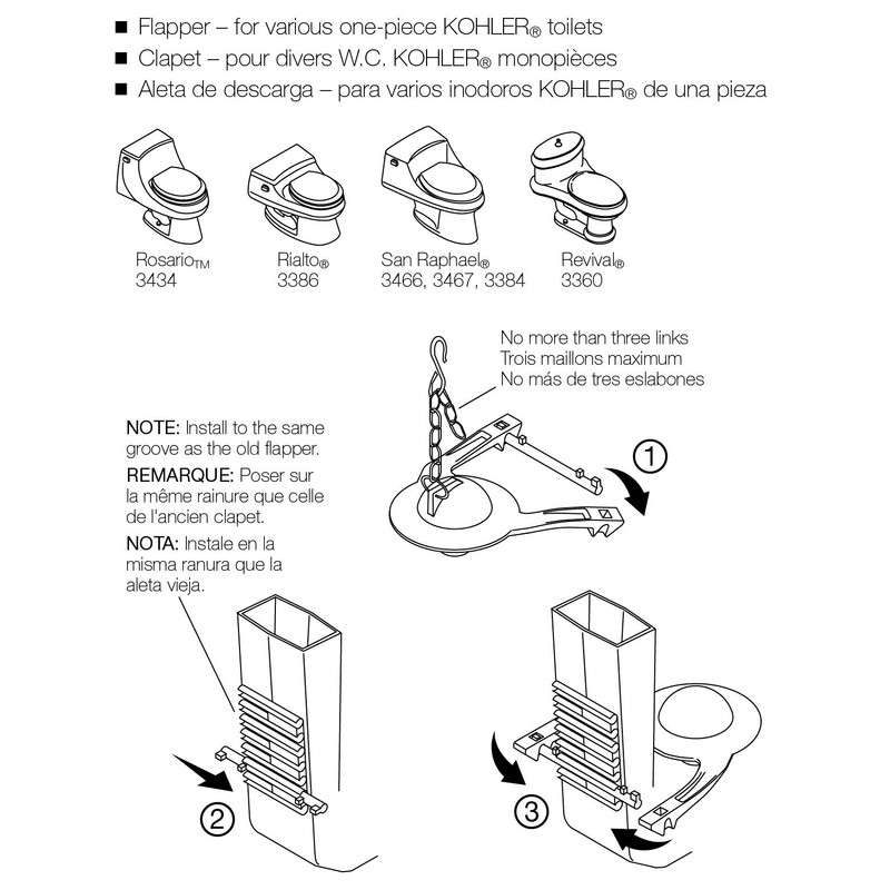 KOHLER GENUINE PART K-GP84995 FLAPPER Toilet Flapper, Hinge, 2" hinge