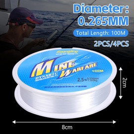 Flintronic 4Pcs Fish Line, 100 Meters Nylon Fishing Wire, 0.26mm Diameter Clear Monofilament Fishing Wire, Invisible Fish Line for Fishing Hanging decorations Crafts