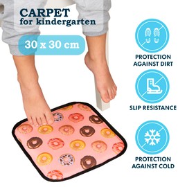VIASMILE Non-Slip Children's Rug for Changing Shoes - Rug for Nursery, Waterproof and Compact - Ideal for Toddlers, School, Sports Clubs and Swimming Pools (Pink Doughnuts, 30 x 30 cm)
