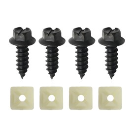 Vkinman 4-Pack License Plate Screw Kit for Front & Rear Plates Domestic Vehicles Black Stainless Steel Screws for License Plates