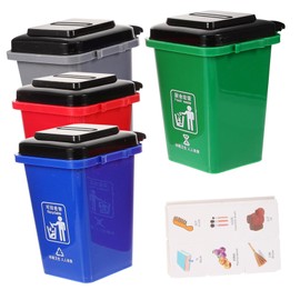Kisangel Miniature Trash Classification Thickened Garbage Bin Model for Sorting Education Safe Wear Resistant Material Desktop Decorative Prop Teaching Sorting and Recycling Skills