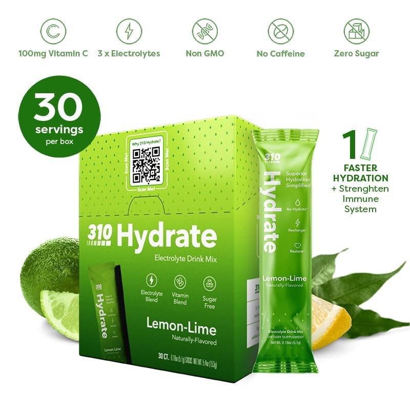 310 Hydrate Electrolyte Powder Packets – Key Vitamins & Minerals