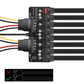 YAODHAOD 12V ARGB HUB 2 Molex 4Pin to 8 PWM Splitter Controller， Support Magic Tape,for Extended 1 to 8 Cooling Fan (2 SATA power supply)
