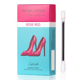 20Pcs/Box Tattoo Lipstick Cotton Swab Lip Tint Waterproof Long-lasting Non-stick Cup Portable Lips Makeup