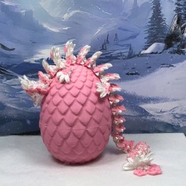 3d Printed Articulated Dragon, Pink and White Orchid Dragon, Fidget Dragon Toy