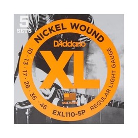 D'Addario XL Nickel EXL110-5P - Cuerdas para guitarra eléctrica, 10-46, 5