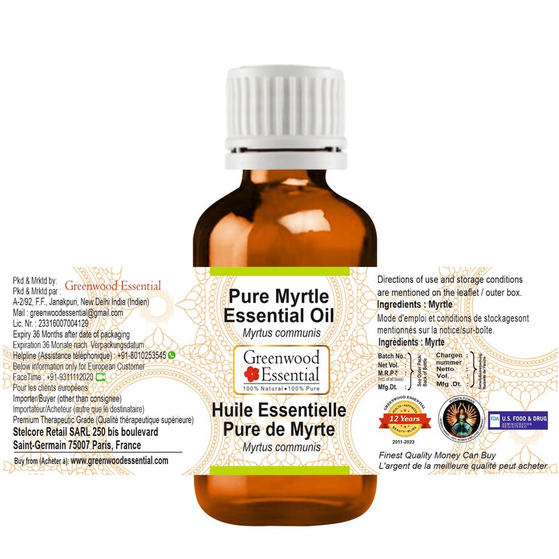 Greenwood Essential Pure Myrtle Essential Oil (Myrtus Communis) Natural Therapeutic