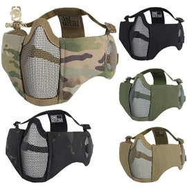 ONETIGRIS 6" Foldable Half Face Mesh Mask with Ear Protection, Lower Face Protective Mask - Color: Black