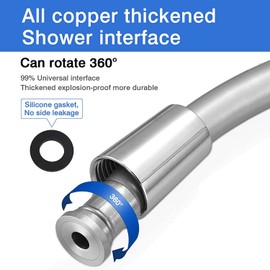 Shower Hose 150 cm, Multilayer Explosion-proof Shower Hose, Kink-Resistant, Pressure-Resistant, Heat Resistant, Universal G ½ Inch Connection Size, Double Brass Head is Durable Shower Hose