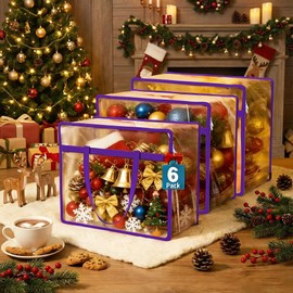 Budding Joy 6 Pack Clear Zippered Storage Bags for Clothes,40L Closet Organizers and Storage Containers Vinyl Moving Bag for Bedding, Linen, Blankets, Comforters, Clothing & Toys