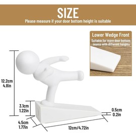 Cute Door Stop, Decorative and Sturdy, Decorative Door Stop, Lower Front Wedge Suitable for More Doors, White&Gray() - Color: White & Gray