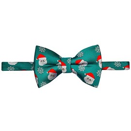 Retreez Christmas Santa Claus with Snowflakes Pattern Woven Microfiber Pre-tied Boy's Bow Tie - Green - 4-7 years