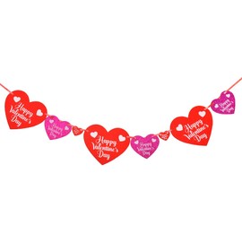 Happy Valentine's Day Banner Heart Shape Valentines Day Decorations Sign for Party Home Decoration Hanging Red Heart Valentine Sign Banner Indoor Outdoor Valentines Backdrop