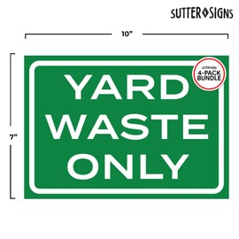 4pk Yard Waste Stickers 10" x 7" | Weatherproof Vinyl Yard Waste Only Compost Stickers for Outdoor Trash Can