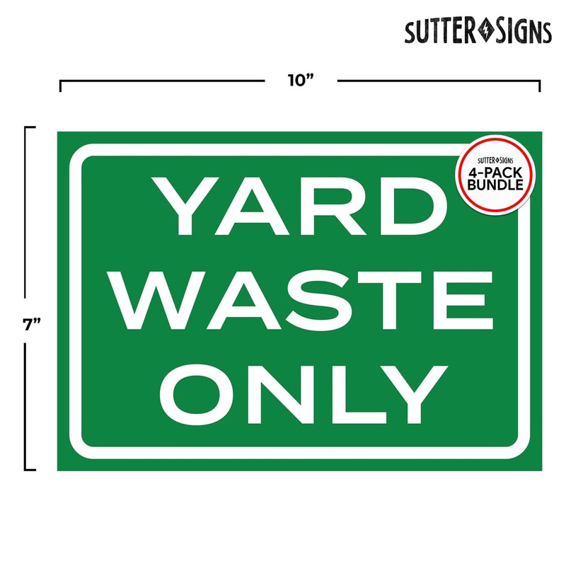 4pk Yard Waste Stickers 10" x 7" | Weatherproof Vinyl
