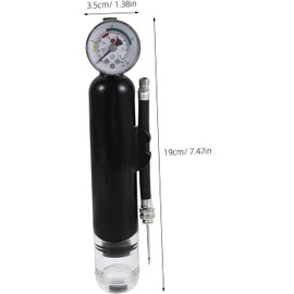 SHERCHPRY Bomba Manual para Balones con Manómetro y Aguja Abs Negra