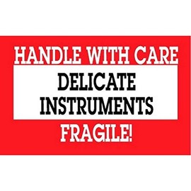2" x 3" Handle with Care Delicate Instruments Fragile Labels (500 per Roll)