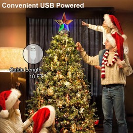 MEETYAMOR Christmas Tree Topper, 11 Inches 130 LEDs Lighted Gold 5-Point Star Tree Topper, 3D Infinity Mirror Colorful Lights Sparkling Treetop Christmas Decorations, Winter Xmas Decor Indoor Home