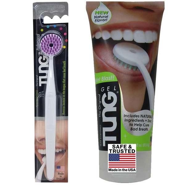 Peak Essentials | Natural Tung Gel | Premium | Tongue Cleaner | Odour Eliminator | Fights Bad Breath | Fresh Mint | BPA Free | Made in America (Starter Pack)