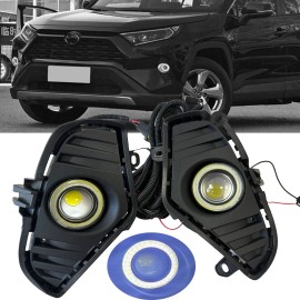 JKX For Toyota RAV4 2019-2025 LED COB Angel Eye DRL Fog Light Kit Upgrade New Look