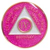 Sobriety Chip AA Pink Glitter Triplate (4 Year)