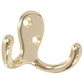 Hillman Hardware Essentials 852083 Double Clothes Hooks Brass -2 Pack