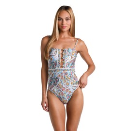 Sunshine 79 Women's Bandeau Mio One Piece Swimsuit, Multi//Glam Paisley, 6