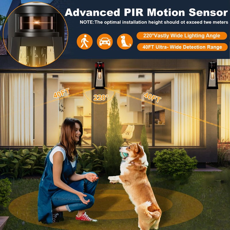 Seovix Motion Sensor Outdoor Lights 2 Pack, Dusk to Dawn