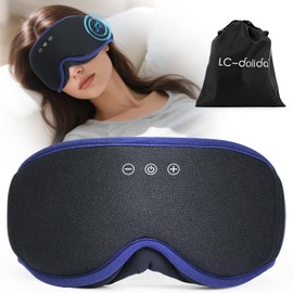 LC-dolida Bluetooth Sleep Mask Headphones for Side Sleeper, Total Blackout 3D Eye Mask Sleeping for Men Women, Breathable Soft Sleep Headphones with Ultra-Thin Stereo Speakers for Restful Sleep