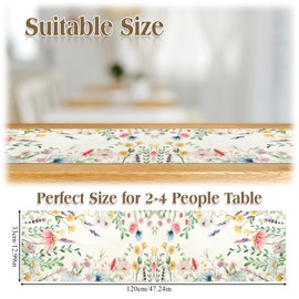 Fashion Daisy Table Runner Spring Linen Table Runner Spring Modern Table Runner Flowers for Wedding Kitchen Outdoor Holiday Party Living Room Table Decoration (33 x 120 cm)