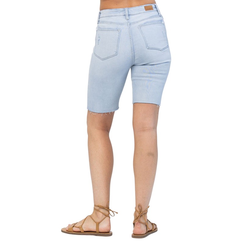Judy Blue Bermudas de talle alto para mujer, Azul/claro, M