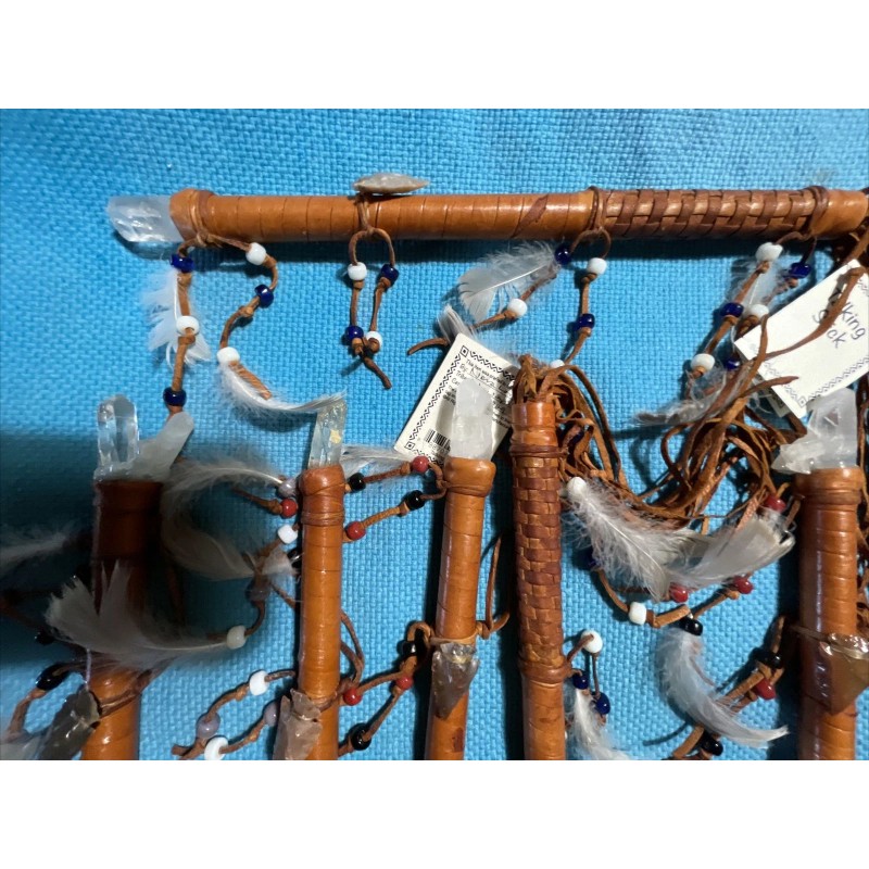 1 ONE Navajo talking stick 14" w/dangle beads & Stone