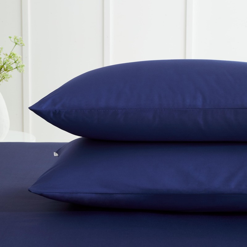 Bianca 200 Thread Count Cotton Percale Standard Pillowcase Pair Navy