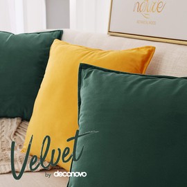 Deconovo Christmas Decorations Set of 2 Home Decoration Crushed Velvet Cushion Covers 40cm x 40cm 16x16 Inches Flanges Throw Pillow Cases Cushion Covers for Christmas Forest Green