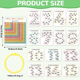 15 PCS Math Multiples Posters from 2 to 15 Counting Numbers Times Charts Hole-Punched Multiplication Cards with 1 Binder Ring Math Must Haves Home Leaning Supply