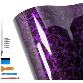 LZLRUN LZLRUN Forged Gloss Carbon Fiber Purple Vinyl Wrap Roll Air Release Sticker Sheet Film DIY Decal Car Auto Vehicle Morotcycle Self Adhesive (5ft x 10ft, Purple)