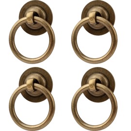 RZDEAL 4 Pack Solid Brass Cabinet Pulls Ring Drawer Pulls, Retro Black Kitchen Cabinet Handles Pulls Vintage Pulls Brass Drawer Handles for Cabinets