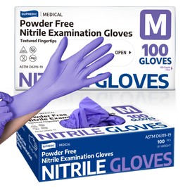 Supmedic Nitrile Exam Gloves, 3.5 Mil Powder-Free Food Safe Cooking Cleaning Lab Disposable Medical Glove, Violet Blue 100 Pcs (Medium)