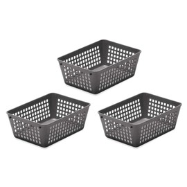YBM Home 6-Pack Small Plastic Storage Baskets for Home Junk Drawers and Office Desktop Drawers Organization - Functional Trays for Kitchen, Bedroom, and Bathroom, Grey