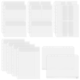 SOFPLATE 12 Sheets 5 Styles A5 Clear Binder Inserts 6 Hole Binder Dividers PVC Waterproof Loose Leaf Pocket Storage Protectors Sleeves Bags for Office Cutting Dies Stencil Album Stamps DIY Crafts