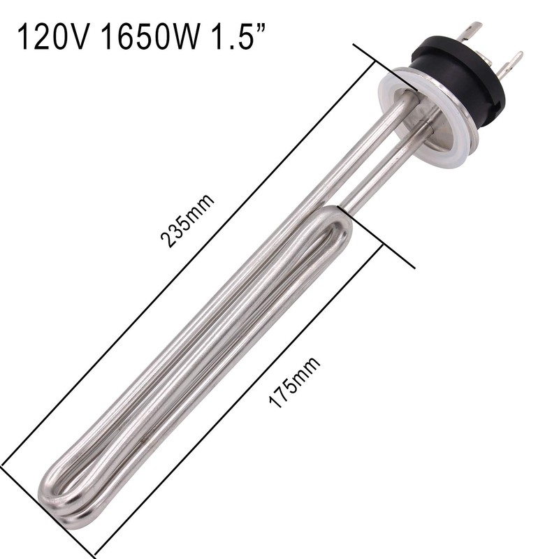 DERNORD 120V 1650W Tri-clamp Foldback Heating Element Stainless Steel Immersion