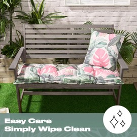 OHS 2 Seater Bench Seat Pad Tropical Print Garden Bench Cushion, Super Soft Waterproof Outdoor Bench Cushion For Patio Furniture or Dining, Green-110x40cm