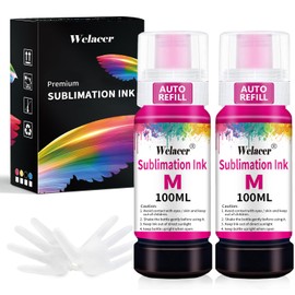 Welacer Magenta Sublimation Ink 200ML Autofill Bottles Refill for ET-2800 ET-15000 ET-2803 ET-2850 ET2400 ET2720 ET2760 ET2750 etc. Inkjet Printers Heat Press Transfer on Mugs T-Shirt Tumblers