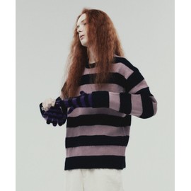 THE VINYL HOUSE MOHAIR STRIPED GLOVES PURPLE (VH2DFUAB80A)