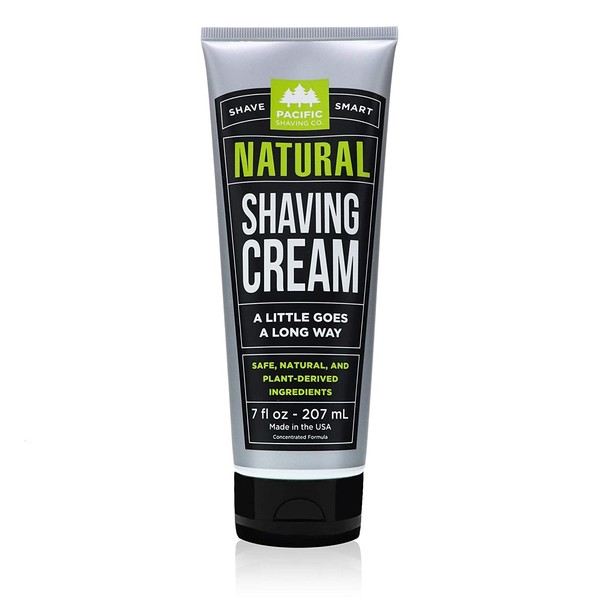 Pacific Shaving Company Natural Shave Cream - Safe and Natural, with Plant-Derived Ingredients for a Smooth Shave, Healthy, Hydrated, Softer Skin, Less Irritation, Cruelty Free, 7 oz