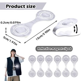 TogtherKings Pack of 6 Magnetic Reflectors, Reflective Lapel Magnets, Reflectors Children, Reflector Clips Pendant, Safety Reflector, for Backpack, Jacket, Clothing, Jogging, Bicycle (Silver)