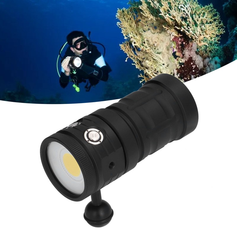 COB LED Diving Flashlight 100m Waterproof Underwater Torch with 3